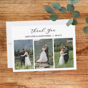 Modern Script Photo Wedding Thank You Card