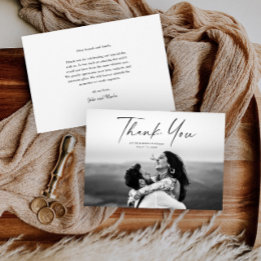 Modern Script Photo Wedding Thank You Card