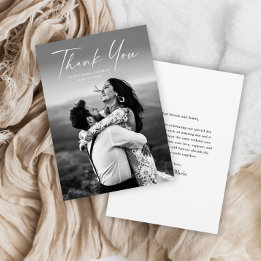 Modern Script Photo Wedding Thank You Card