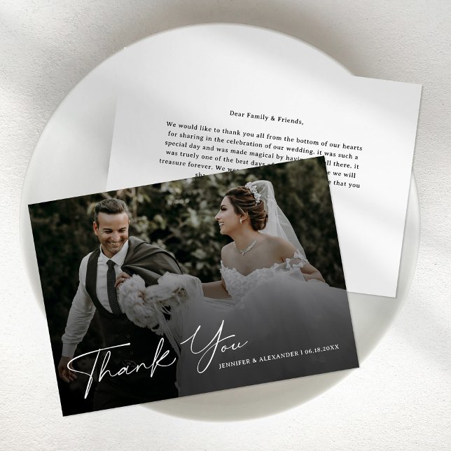 Modern Script Photo Wedding Thank You Card (Creator Uploaded)