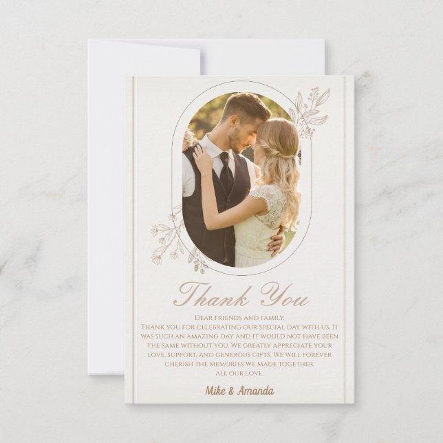 Modern Script Photo Wedding Thank You Cards (Front)