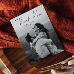 Modern Script Photo Wedding Thank You Magnet