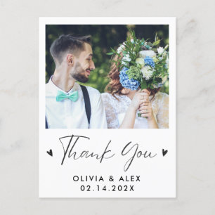 Modern Script Photo Wedding Thank You  Postcard