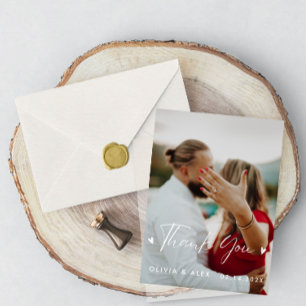 Modern Script Photo Wedding  Thank You  Postcard