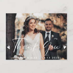 Modern Script Photo Wedding Thank you  Postcard