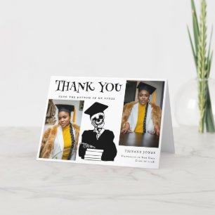 Modern Script Photos Skeleton Graduation Thank You Card