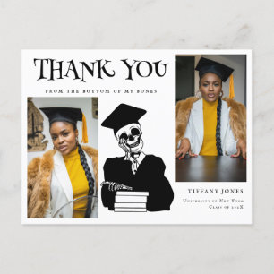 Modern Script Photos Skeleton Graduation Thank You Postcard