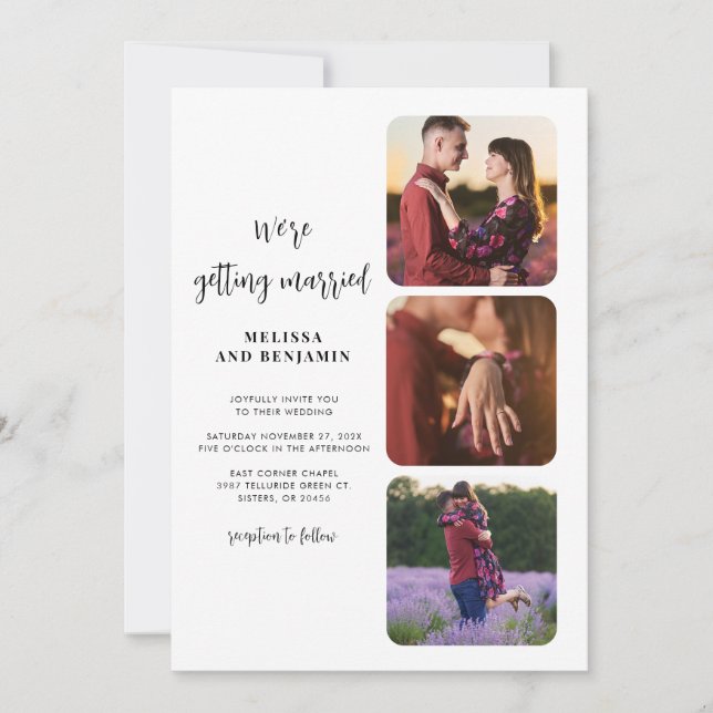 Modern Script Photos Wedding Invitation (Front)