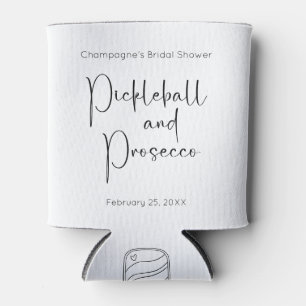 Modern Script Pickleball & Prosecco Bridal Shower Can Cooler