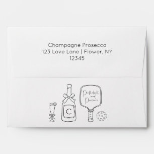 Modern Script Pickleball & Prosecco Bridal Shower Envelope