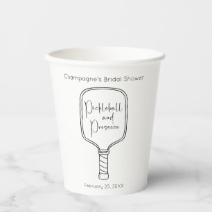 Modern Script Pickleball & Prosecco Bridal Shower Paper Cups