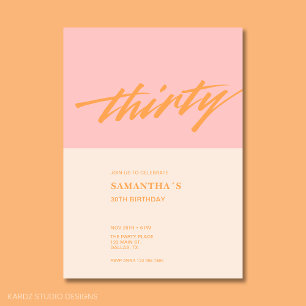 Modern Script Pink 30th Birthday Party Invitation
