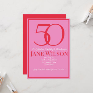 Modern Script Pink 50 and Fabulous Birthday  Invitation