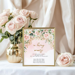 Modern script pink and gold In loving memory Poster