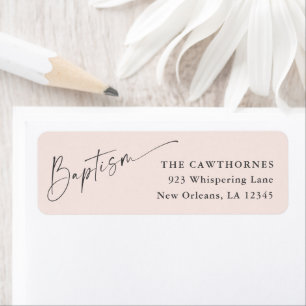Modern Script Pink Baptism Return Address