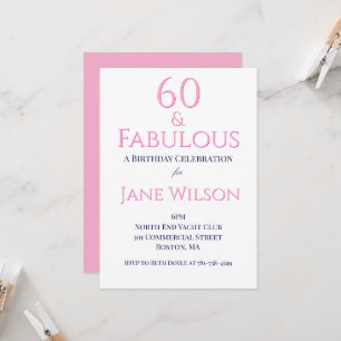 Modern Script Pink Navy 60 Fabulous Birthday Invitation