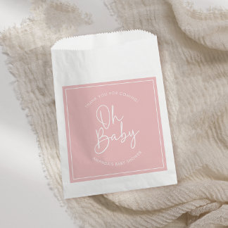 Modern Script Pink Oh Baby Simple Baby Shower Favour Bags
