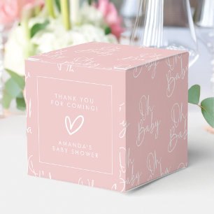 Modern Script Pink Oh Baby Simple Baby Shower Favour Box