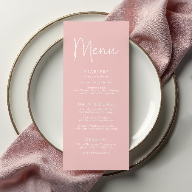 Modern Script Pink Oh Baby Simple Baby Shower Menu (Creator Uploaded)