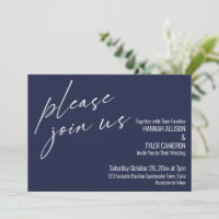 Modern Script Please Join Us Navy Blue Wedding