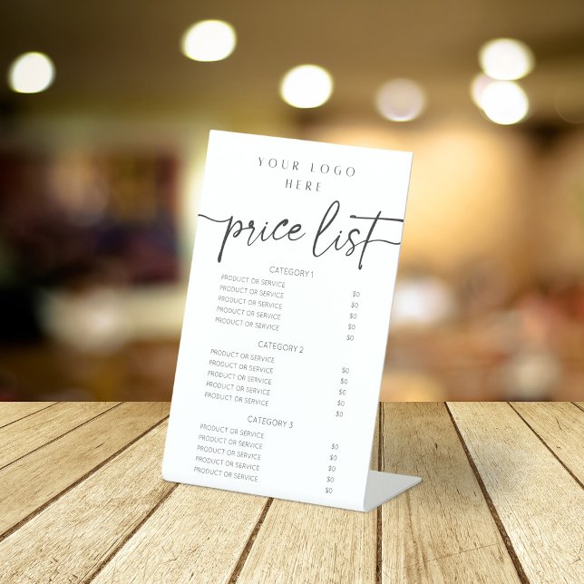 Modern Script Price List Pedestal Sign (Creator Uploaded)