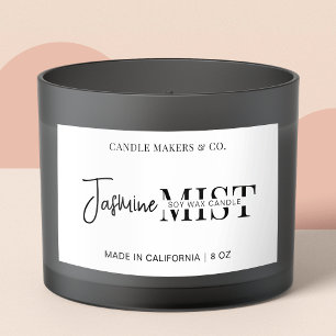 Modern Script Professional Black White Candle Rectangular Sticker