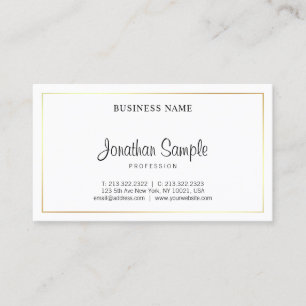 Modern Script Professional Elegant Plain Gold Luxe Business Card