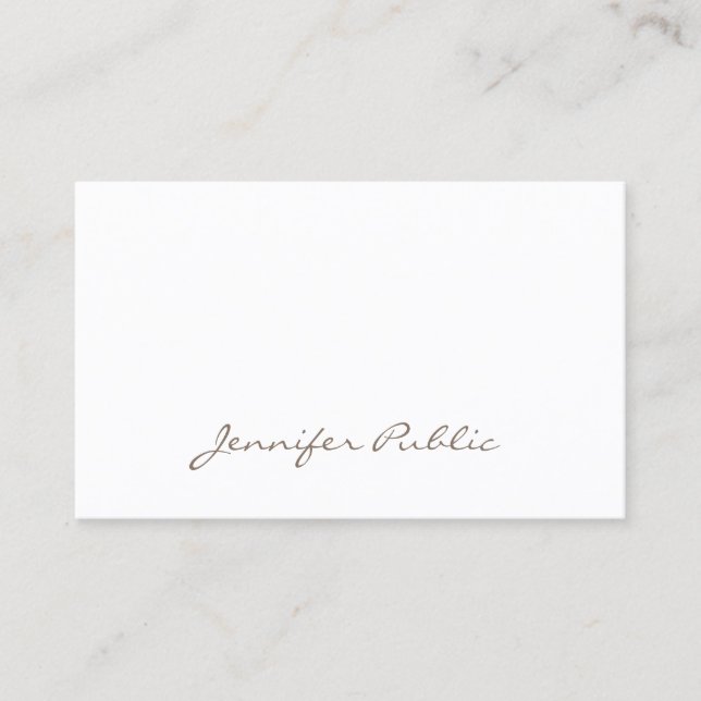 Modern Script Professional Fine Clean Plain Unique Business Card (Front)