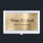Modern Script Professional Gold Business Card Holder<br><div class="desc">Modern professional brushed gold business card case with your name in a stylish bold script. Add your job title in simple typography.</div>
