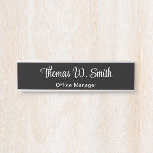 Modern Script Professional Name Black Door Sign