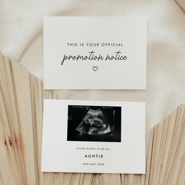 Modern Script "Promotion Notice" Baby Pregnancy Announcement (Creator Uploaded)