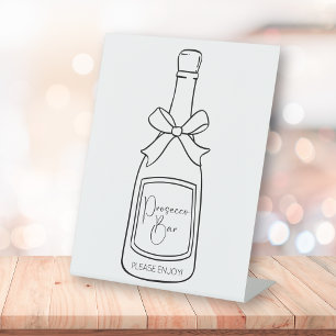 Modern Script Prosecco Bar Bridal Shower Pedestal Sign