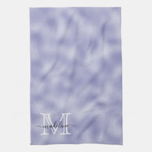 Modern Script Purple Foil Monogram Tea Towel