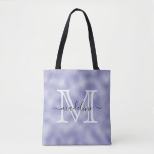 Modern Script Purple Foil Monogram Tote Bag