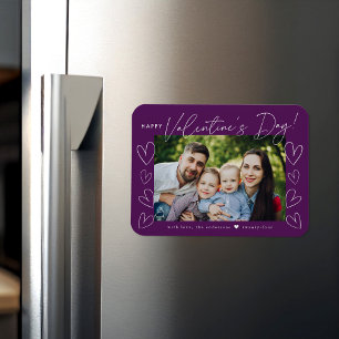 Modern Script Purple Valentine's Day Photo Magnet