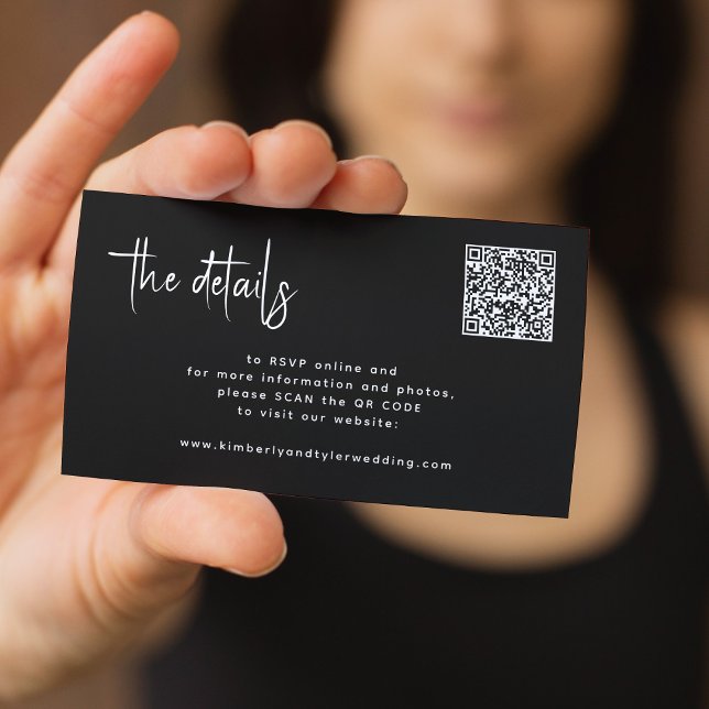 Modern script QR CODE modern RSVP details wedding  Enclosure Card (Creator Uploaded)
