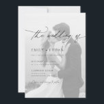 Modern Script QR Code Photo Wedding Invitation<br><div class="desc">This Simple Modern Script QR Code Photo Wedding Invitation featuring two candid overlay photo of the happy couple overlaid with elegant script.</div>