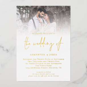 Modern Script QR Code Photo Wedding Luxury Gold 