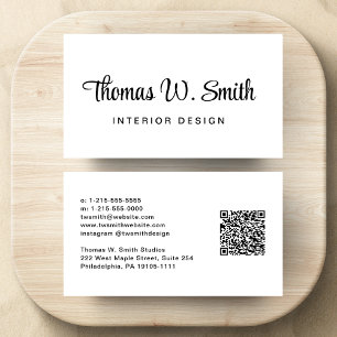 Modern Script QR Code Professional Business Card