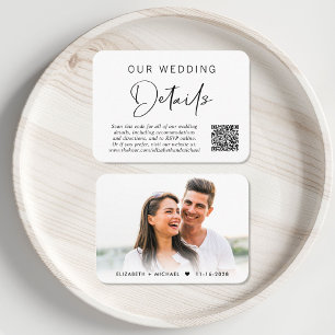 Modern Script QR Code Wedding Details Enclosure Card