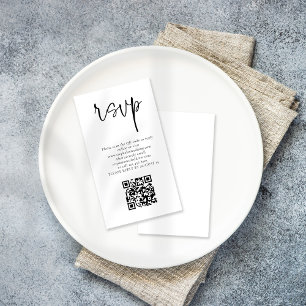 Modern Script QR Code Wedding RSVP Enclosure Card