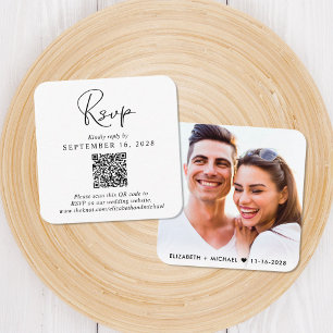 Modern Script QR Code Wedding RSVP Enclosure Card