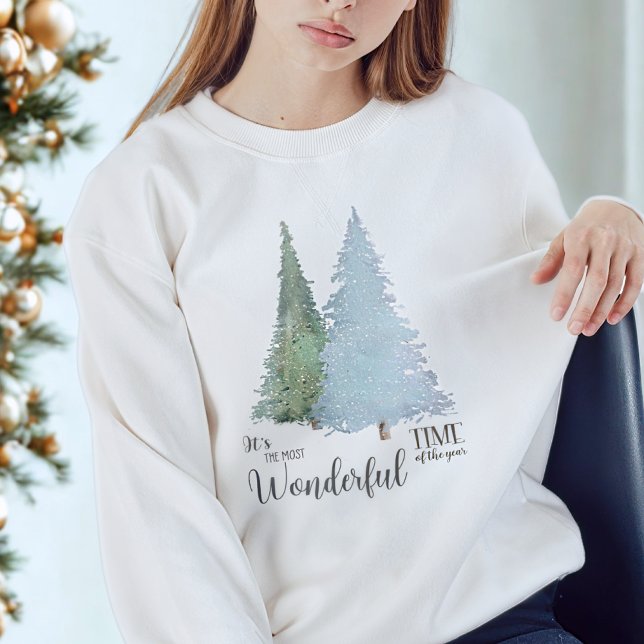 Modern Script Quote Watercolor Christmas Tree Sweatshirt (Creator Uploaded)