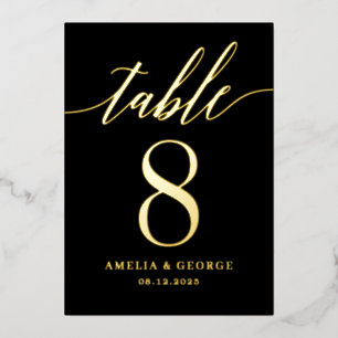 Modern Script REAL FOIL Table Number Card