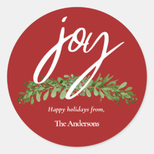 Modern Script Red Christmas  Classic Round Sticker