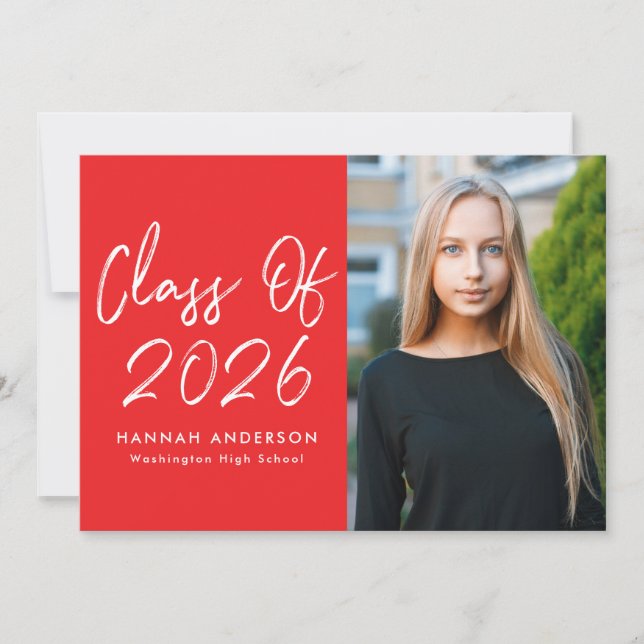 Modern Script Red Class of 2025 Graduation Party Invitation (Front)