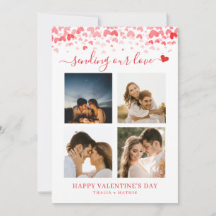 Modern Script Red Heart Valentine's Card Photo