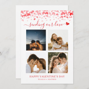 Modern Script Red Heart Valentine's Card Photo