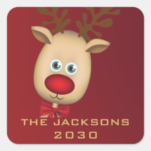 Modern Script Red Merry Christmas Custom Square Sticker
