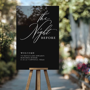 Modern Script Rehearsal Dinner Black Welcome Acrylic Sign